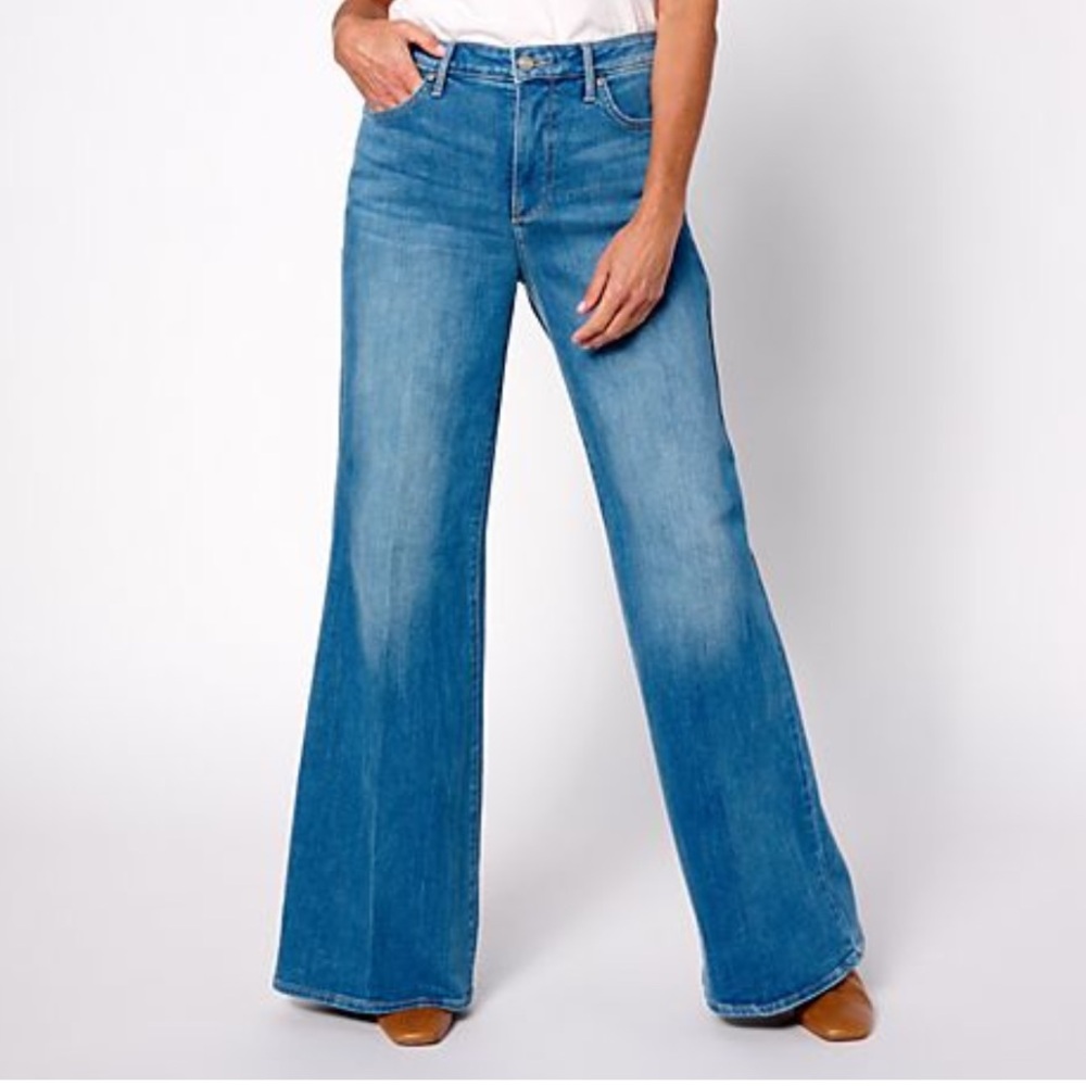 NWOT NYDJ Mia Palazzo Jeans Wide Leg Flare Lift Tuck size 10 blue